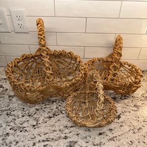 Amish Nesting Butt Basket Gather Egg Hand Made Crafted Natural Beige Tan Rare